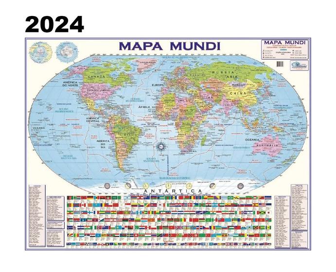 Imagem de Mapa Mundi Mundo Politico Escolar - 120 cm X 90 cm Edição Atualizada
