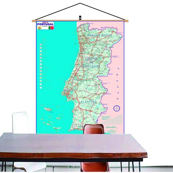 Imagem de Mapa Portugal Politico Turístico Banner Com Cordinha