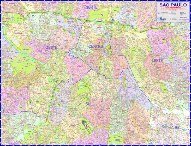 Imagem de Mapa São Paulo Centro Expandido Turístico - Rodízio - Metrô