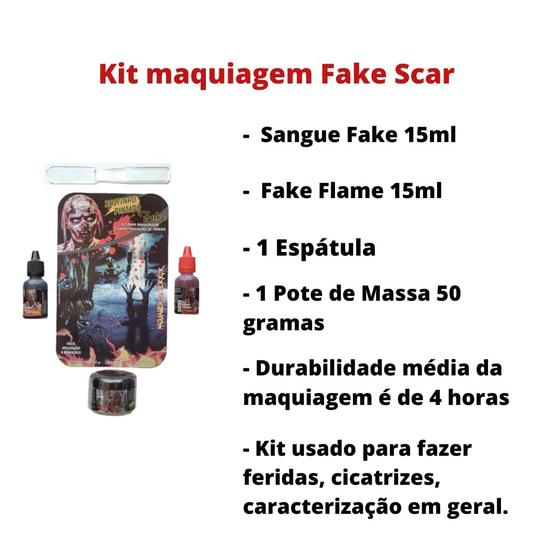 Imagem de Maquiagem Artística de Terror Para Halloween Fake Scar Machucado Ferida Sangue Falso Cicatriz