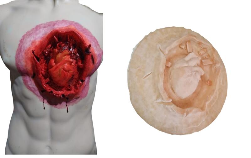 Imagem de Maquiagem Ferida Coração Grande em Latéx + Sangue+ Látex