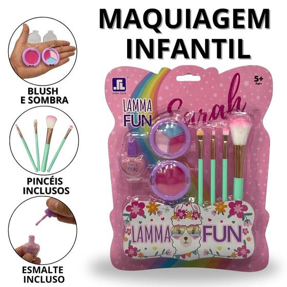 Imagem de Maquiagem Infantil Com Pincel Make De Criança Maquiagens De Crianças Estojo de Makes Menina