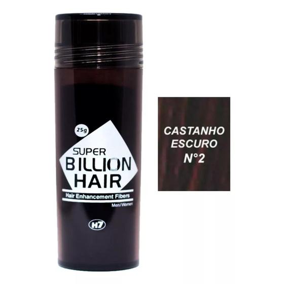 Imagem de Maquiagem Para Calvície Fibra Capilar Super Billion Hair 25g Slim Castanho Escuro