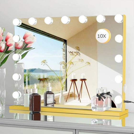 Imagem de Maquiagem Vanity Mirror LilyHome com luzes 10X Hollywood 22,8x18,1