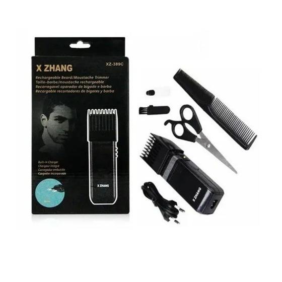 Máquina aparador de cabelo barba e pelos sem fio xz-390c preta recarregável Menor preço em Máquina aparador de cabelo barba e pelos sem fio xz-390c preta recarregável