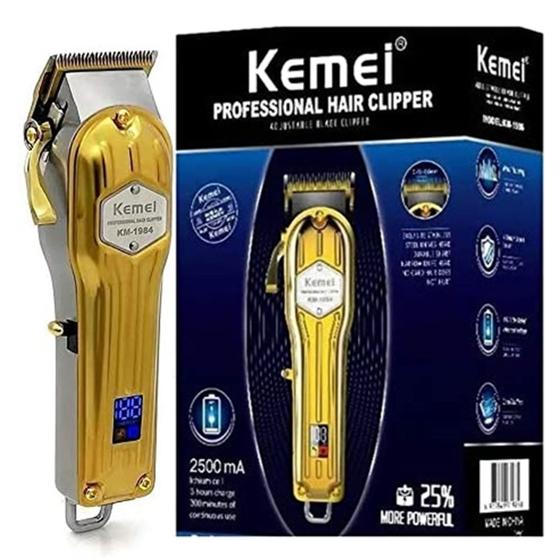 Imagem de Máquina Cortar Cabelo Sem Fio Com Display Digital Bivolt Ultra Poderosa KM1984 