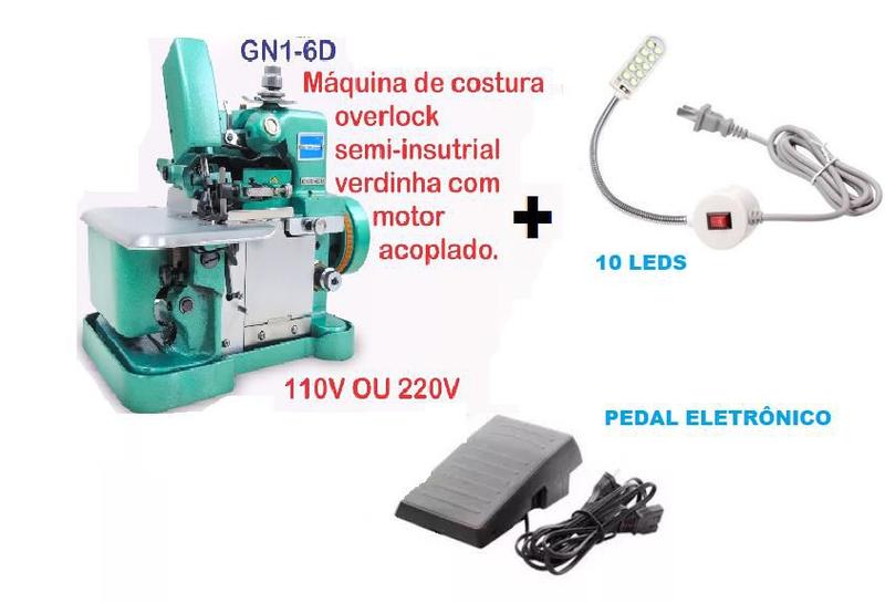 Imagem de Maquina Costura Overlock  +Led+pedal Eletrônico-110V