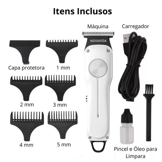 Imagem de Máquina de Barbear Cortar Cabelo,Pezinho, Aparar Pelos, Masculino Designer Elétrico Profissional Bivolt Recarregavel