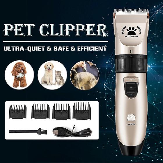 Imagem de Máquina de barbear elétrica para animais de estimação, kit de aparamento de cabelo