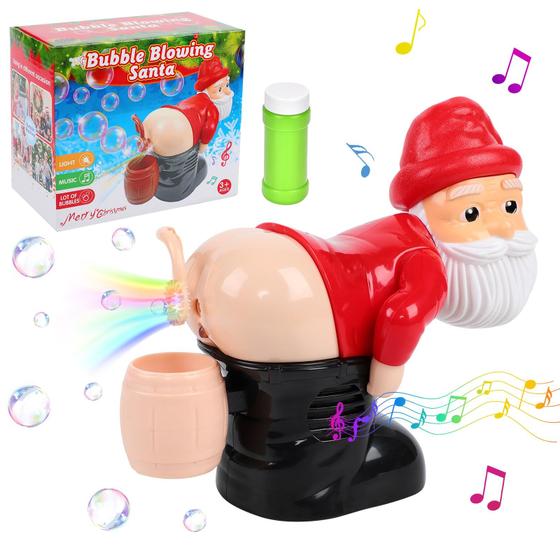 Imagem de Máquina de Bolhas Papai Noel - Brinquedo de Soprador de Pum com Gnomo de Natal