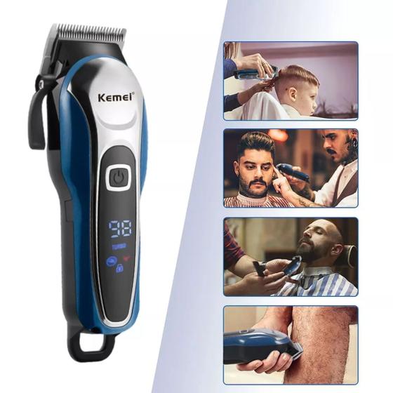Imagem de Máquina de Cabelo Barba Profissional Pezinho Recarregável USB Azul