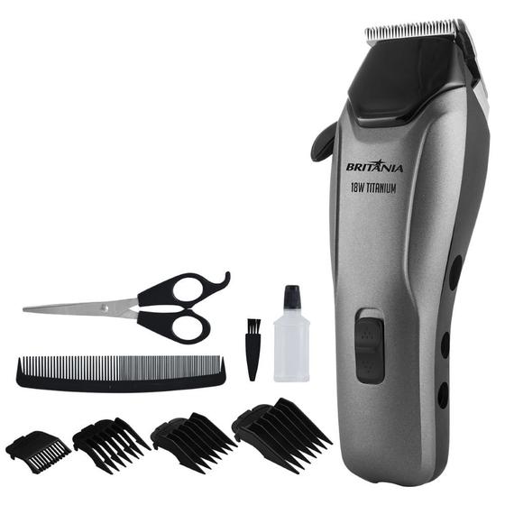 Imagem de Máquina de Cortar Cabelo BCR18T 18W Titanium Britânia Com 9 Acessórios 127V