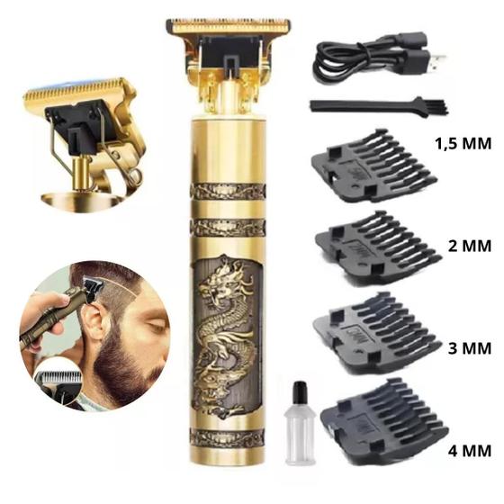 Imagem de Máquina de Cortar Cabelo e Barba  Dragão Dourado, Para Cabelo e Barba, Recarregável, Premium