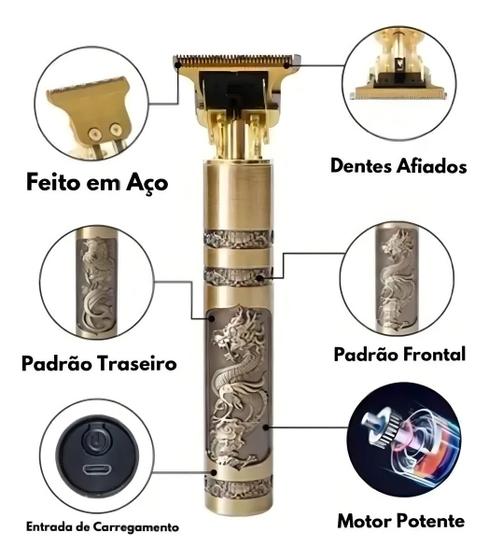 Imagem de Máquina De Cortar Cabelo Faz Barba Acabamento Profissional Dragão Bivolt Pezinho