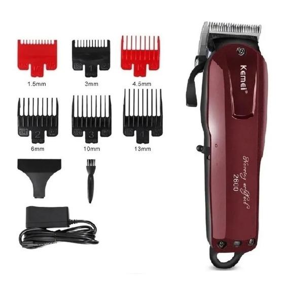 Máquina de Cortar Cabelo Profissional sem fio recarregável Kemei original cordless Km 2600 - bivolt 110v/220v Menor preço em Máquina de Cortar Cabelo Profissional sem fio recarregável Kemei original cordless Km 2600 - bivolt 110v/220v