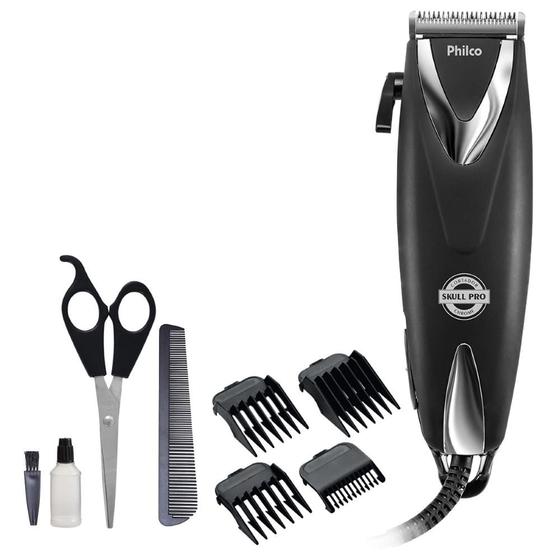 Imagem de Máquina de Cortar Cabelo SKULL PRO CHROME Philco Com 9 Acessórios 127V