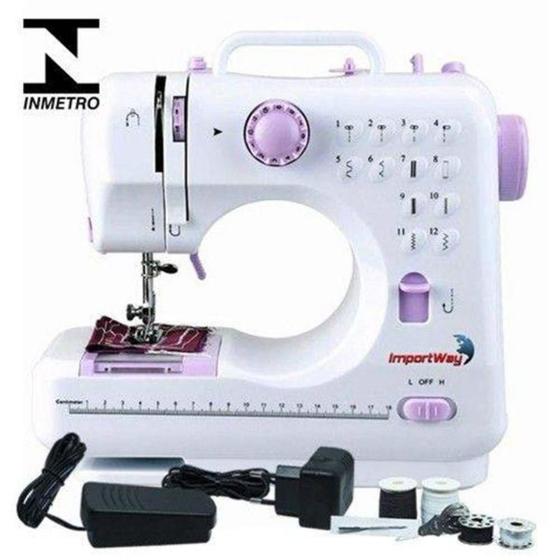 Imagem de Máquina de Costura 12 Pontos Domestica 2 Velocidades Semi Profissional Importway IWMC-505