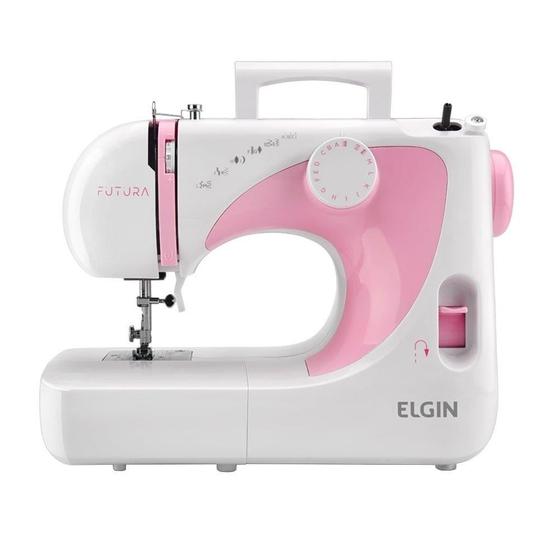 Imagem de Máquina de Costura Elgin JX2040  Portátil Futura 10 Pontos Branco/Rosa