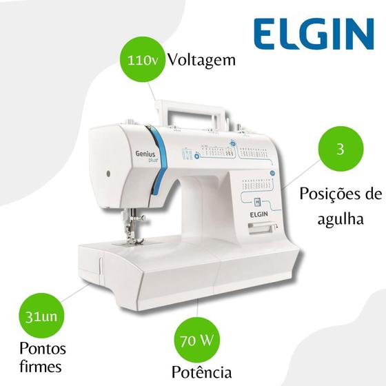 Imagem de Máquina de Costura Portátil Elgin JX4035 Genius - 110V 