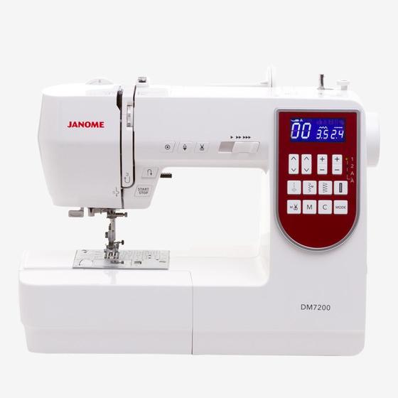 Imagem de Máquina De Costura Reta Janome Dm7200 Portátil Branca E Vermelha 110V/220V