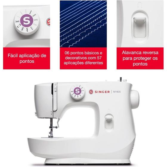 Máquina de Costura Singer M1605 220V 750 pontos por minuto com LED