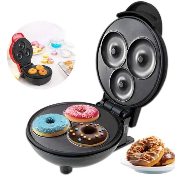 Imagem de Máquina De Donuts Mini Faz 3 Rosquinhas Confeitaria Waffle - QG DOS PRODUTOS