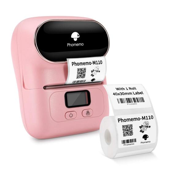 Imagem de Máquina de etiquetas térmicas Phomemo-M110S Bluetooth Mini Pink