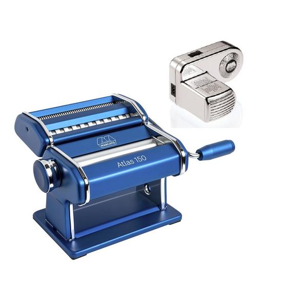 Maquina De Fazer Macarrão Marcato Atlas150 Azul + Motor 220V - Cilindro ...