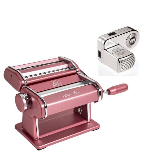 Maquina De Fazer Macarrão Marcato Atlas150 Rosa + Motor 220V - Cilindro ...