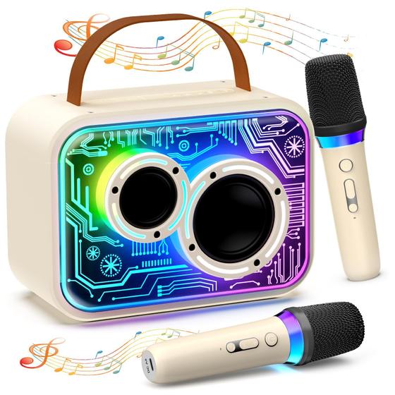 Imagem de Máquina de karaokê HWWR D30T com 2 microfones sem fio