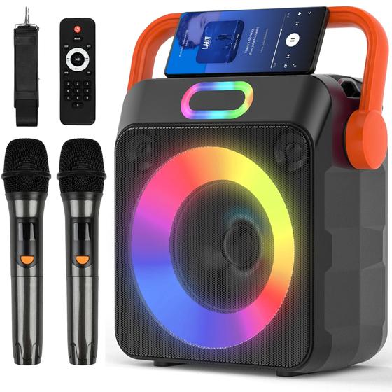 Imagem de Máquina de Karaokê JUOPIEA com 2 Microfones Sem Fio Bluetooth