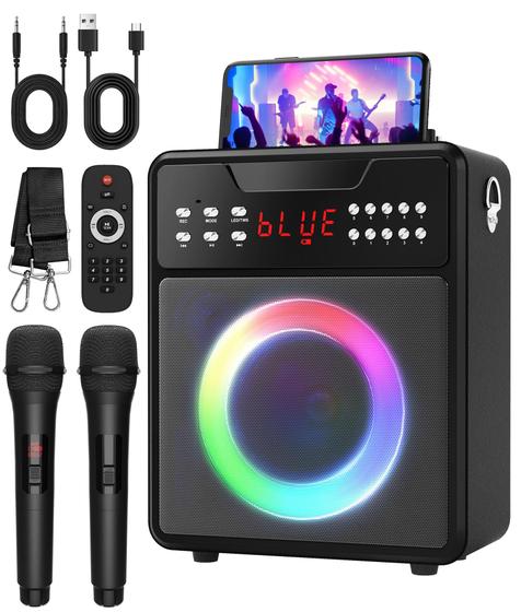 Imagem de Máquina de Karaokê NBKLS com Bluetooth e 2 Microfones Sem Fio