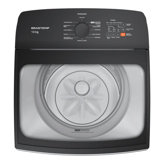 Painel de controle superior da máquina de lavar Brastemp 13kg