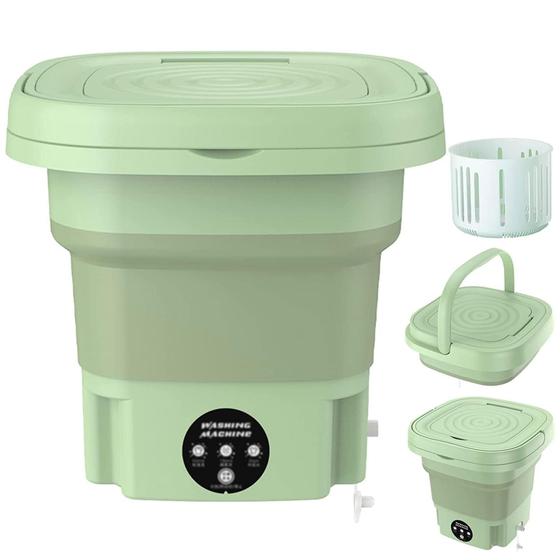 Imagem de Máquina De Lavar Portátil 11 Litros , Mini Lavadora De Roupas Portátil, Máquina De Lavar Dobrável Verde