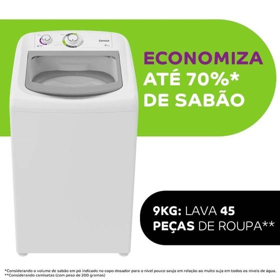 Imagem de Máquina de Lavar Roupas 9Kg Consul CWB09AB, Ciclo Edredom, Dual Dispenser, Dosagem Extra Econômica, Branco