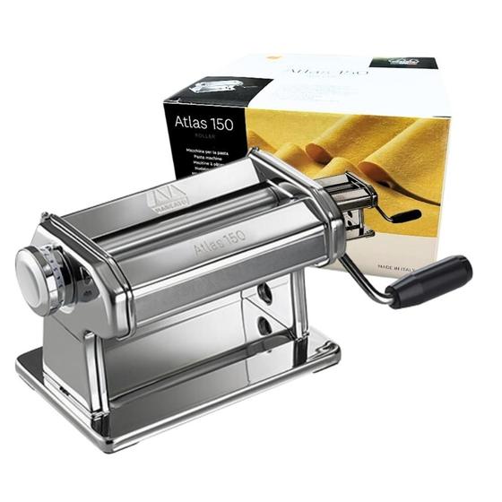 Máquina de Macarrão Roller Atlas Marcato 150 Aço Inox Cromado Menor preço em Máquina de Macarrão Roller Atlas Marcato 150 Aço Inox Cromado