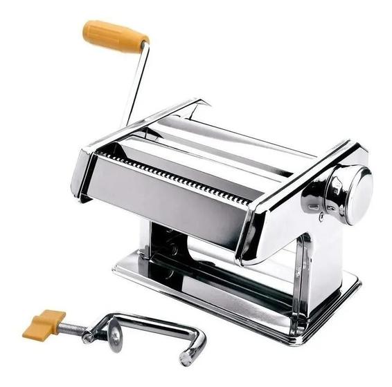 Imagem de Maquina De Massa Caseira Inox Para Abrir Massa E Fer Macarrão Talharim Lasanha Fettuccine