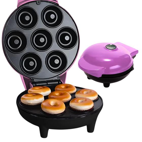 Imagem de Máquina de Mini Donuts Rosa Faz 7 Rosquinhas 220v