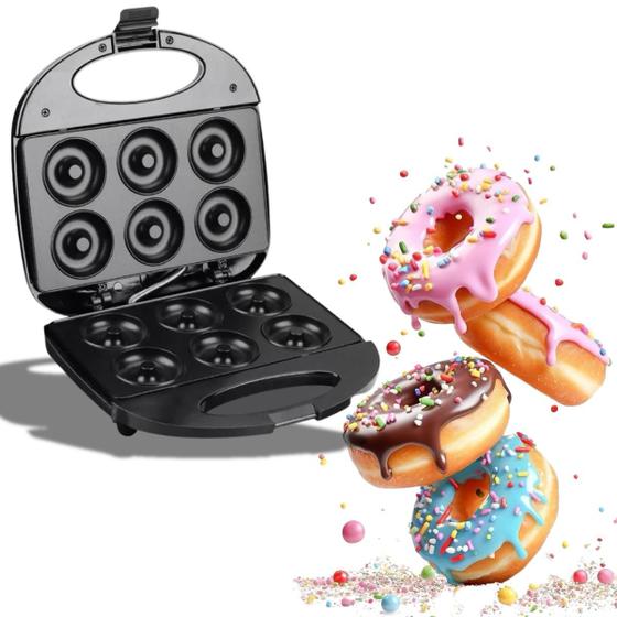 Imagem de Máquina De Mini Donuts Rosquinhas Eletrica Portatil Confeitaria Preto Antiaderente