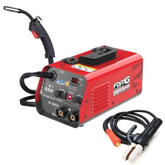 Máquina de Solda Inversora 220V Multiprocessos Sinérgica MIG MAG MMA TIG LIFT 140A Compacta FortG - FORTGPRO