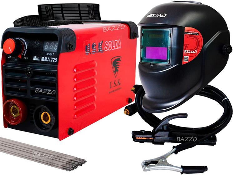Imagem de Maquina De Solda Inversora Mini Mma 225 Bivolt Tig Eletrodo USK 110/220V Portatil Digital Mascara