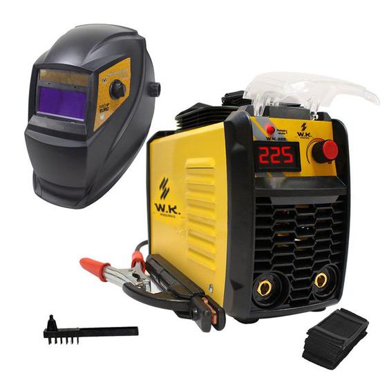 Máquina de Solda Inversora WK 225 + Máscara PCR-912 + Luva Couro Menor preço em Máquina de Solda Inversora WK 225 + Máscara PCR-912 + Luva Couro