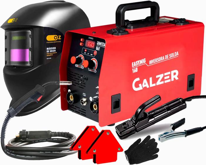 Máquina De Solda Mig Tig Mma Multi Sem Gas 160a + Acessórios - Galzer ...