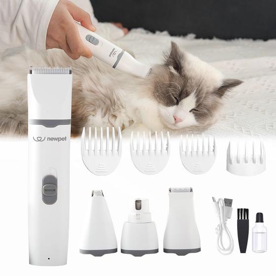 Imagem de Máquina de Tosa Pet Tosador Sem Fio Aparador Cães Cachorros Gatos Kit Completo com Moedor de Unha