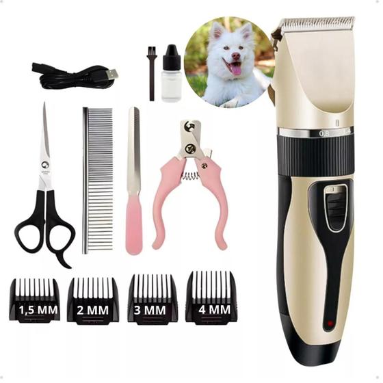 Imagem de Máquina de Tosa Profissional para Pets  Cortador de Pelo Silencioso e Recarregável 220V