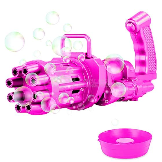 Imagem de Máquina Elétrica Brinquedo TikTok Lança Bolhas Sabão Mágica Criança Infantil Rosa