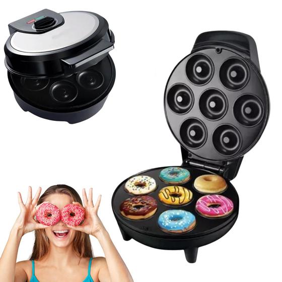 Imagem de Máquina Fazer Mini Donuts Rosquinha 1200w 110v Preto Inox Com Regulagem