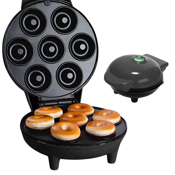 Imagem de Máquina Mini Donuts Preta 7 Rosquinhas Confeitaria 220v