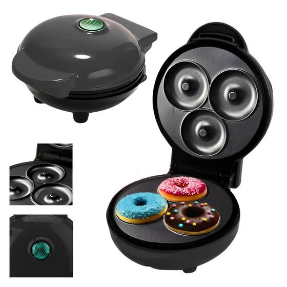 Imagem de Maquina Mini Donuts Preta Antiaderente 3 Rosquinha 110v