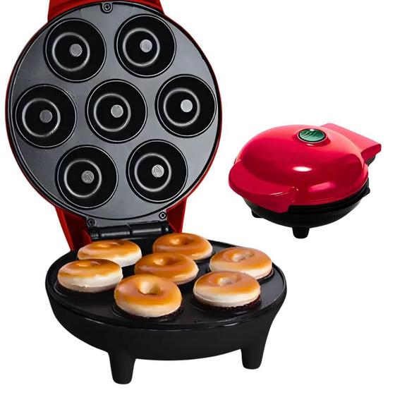 Imagem de Máquina Mini Donuts Vermelha 7 Rosquinhas Confeitaria 220v